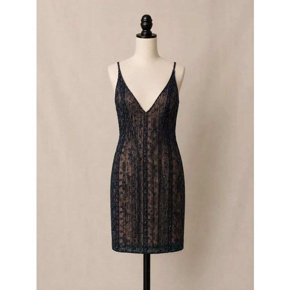 Vintage Harrison Morgan Floral Silk Beaded Mini Cocktail Dress Size 4